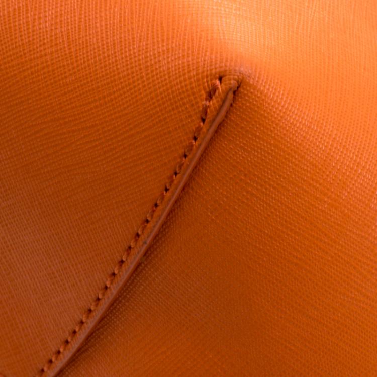 Pre Owned DKNY Orange Leather Large Tote