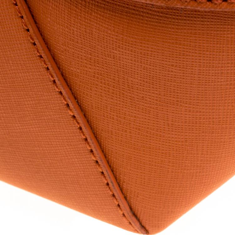 Pre Owned DKNY Orange Leather Large Tote
