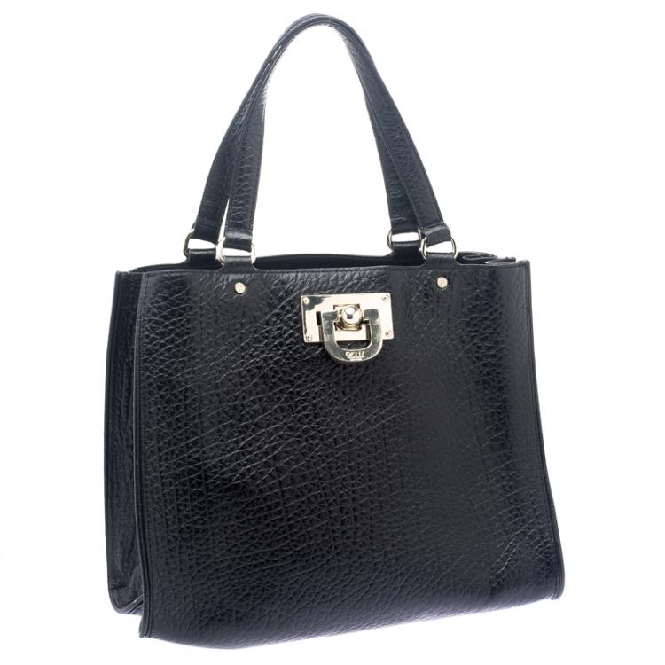 مملوكة مسبقًا DKNY Black Grain Leather Beekman French Tote