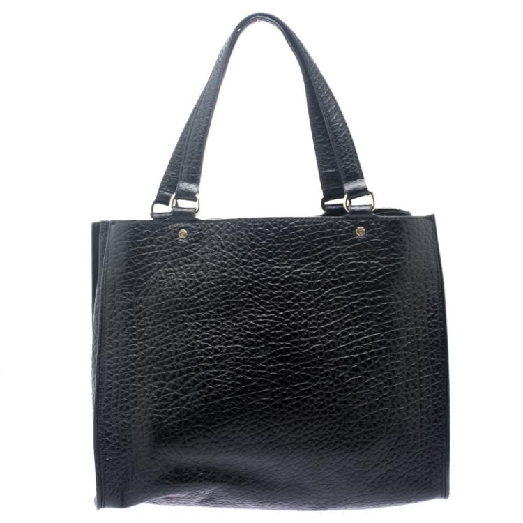 مملوكة مسبقًا DKNY Black Grain Leather Beekman French Tote