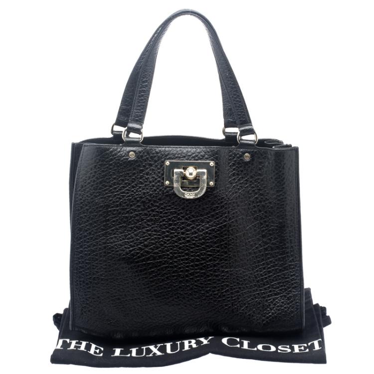 مملوكة مسبقًا DKNY Black Grain Leather Beekman French Tote