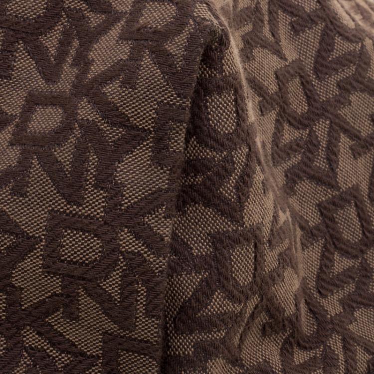 Pre Owned DKNY Dark Brown Signature Canvas Croc Trim Town and Country Hobo
