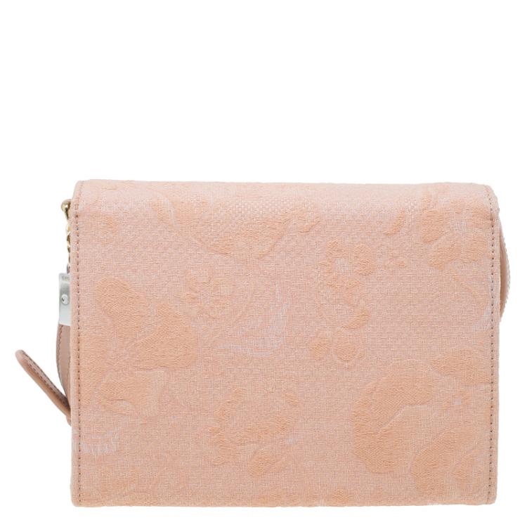Pre Owned Dolce and Gabbana Beige Fabric Embroidered Floral Miss Anna Crossbody Bag