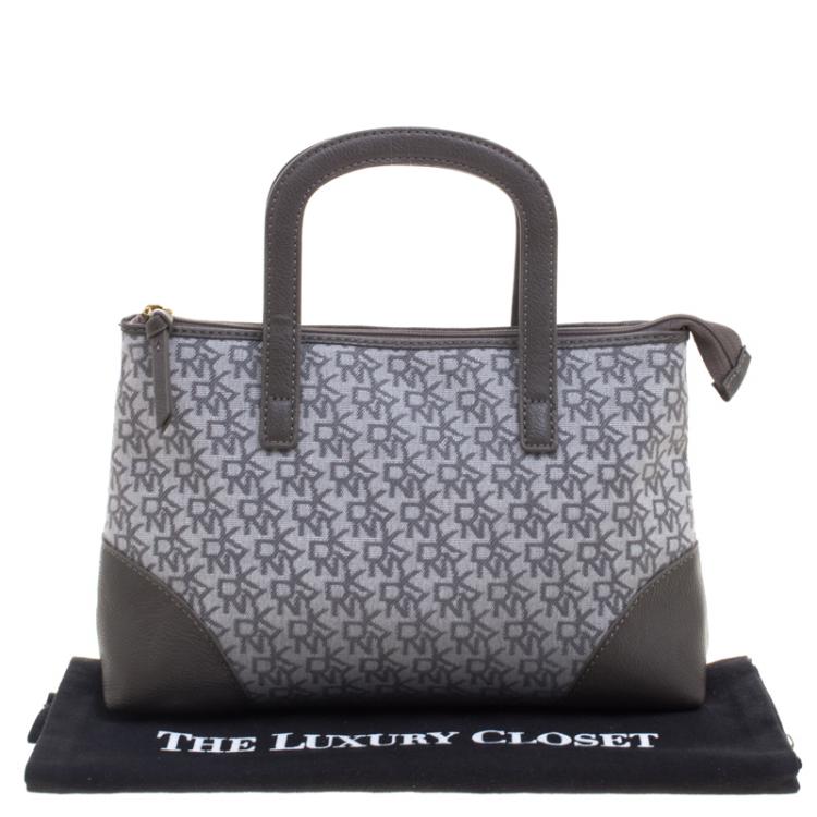 Pre Owned DKNY Grey Monogram Canvas Tote