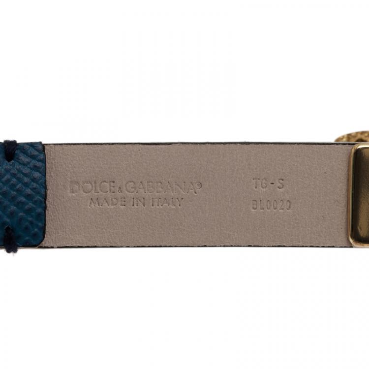 Pre Owned Dolce and Gabbana Good Luck Charms Blue Leather Bracelet S