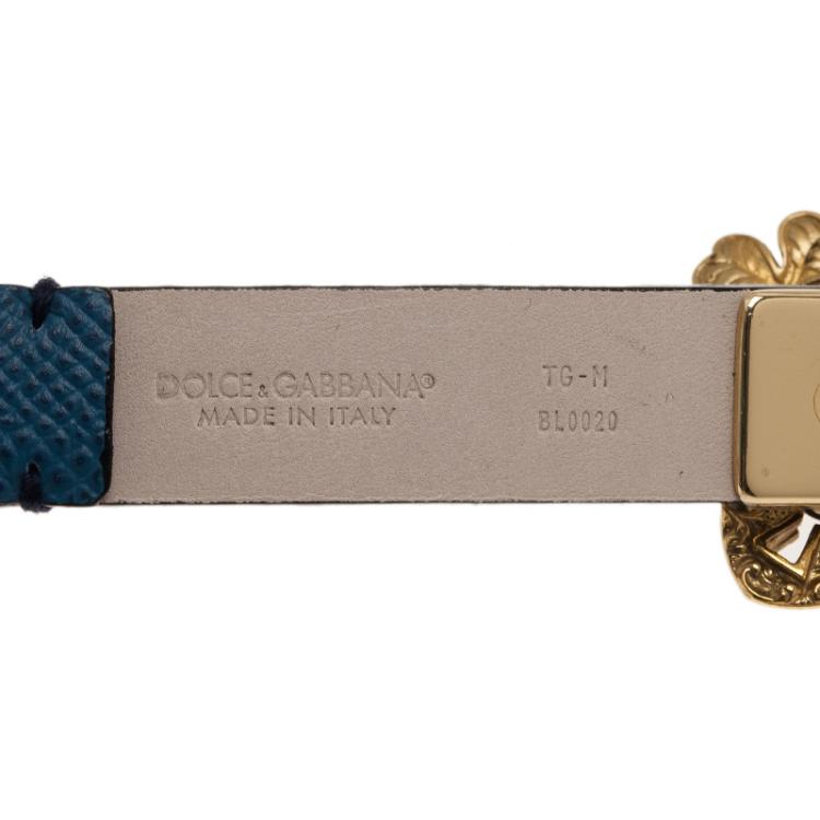 Pre Owned Dolce and Gabbana Good Luck Charms Blue Leather Bracelet M