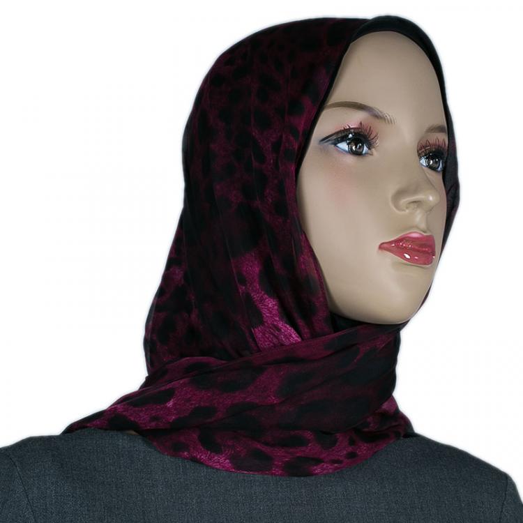 Pre Owned Dolce and Gabbana Purple Leopard Print Hijab 
