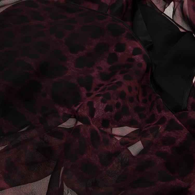 Pre Owned Dolce and Gabbana Purple Leopard Print Hijab 