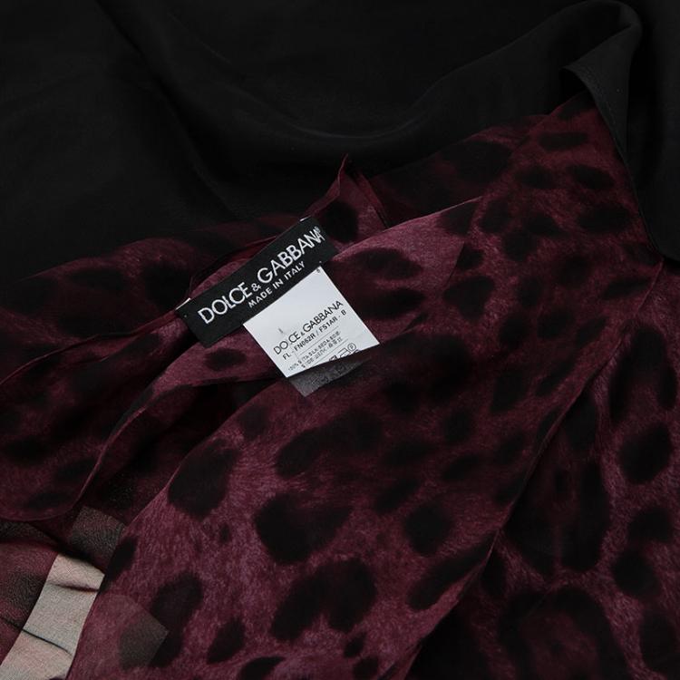 Pre Owned Dolce and Gabbana Purple Leopard Print Hijab 