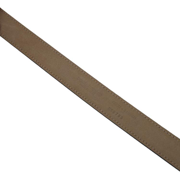 Pre Owned Dolce and Gabbana Grey Python Embossed Leather Logo Plaque Belt 75CM