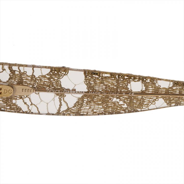Pre Owned Dolce and Gabbana Gold Lace DG 4231 Square Sunglasses