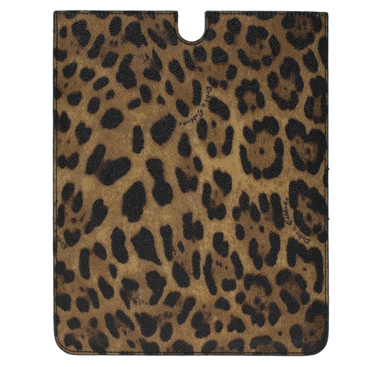 Pre Owned Dolce and Gabbana Leopard Print iPad Case