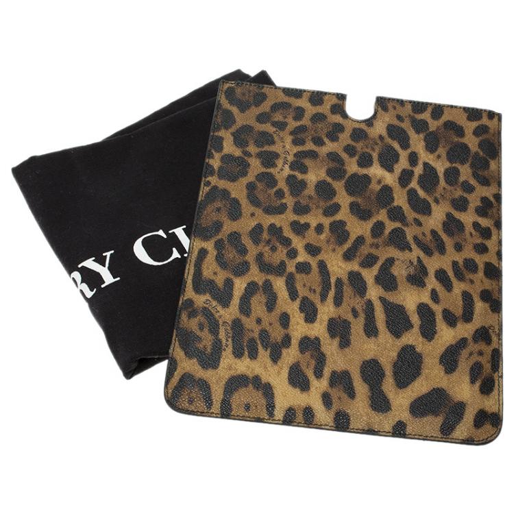 Pre Owned Dolce and Gabbana Leopard Print iPad Case