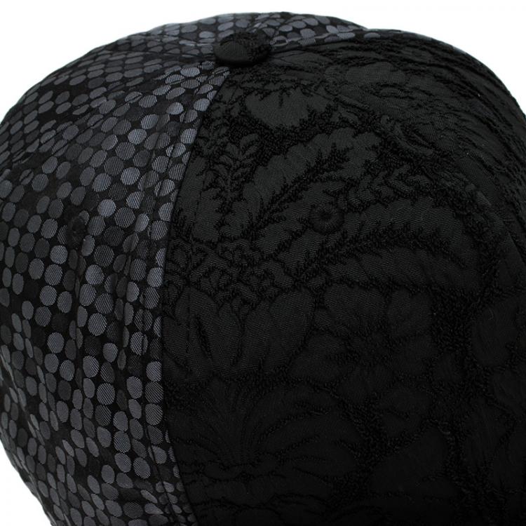 Pre Owned Dolce and Gabbana Black Floral Baroque Baseball Cap Size 59 