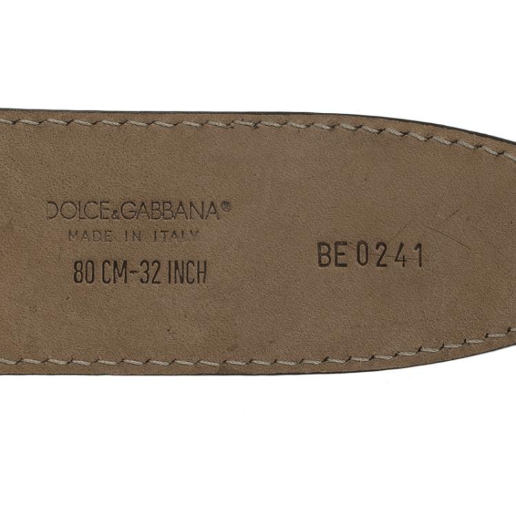 مملوكة مسبقًا Dolce and Gabbana Black Patent Logo Buckle Belt Size 80 CM