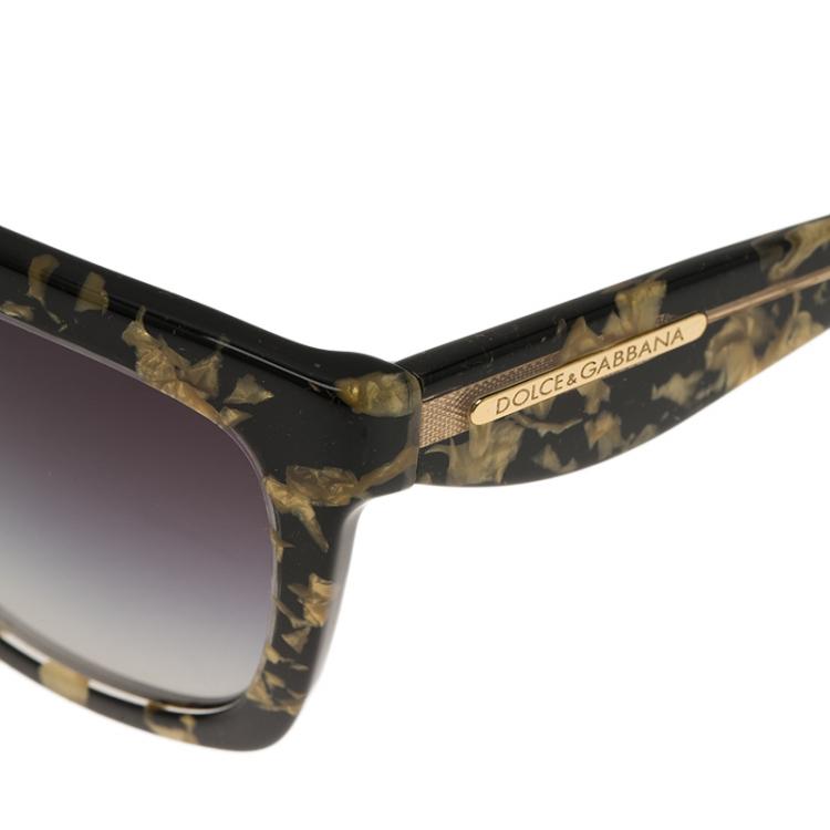 Pre Owned Dolce and Gabbana Black Gold Leaf 4197 Sunglasses