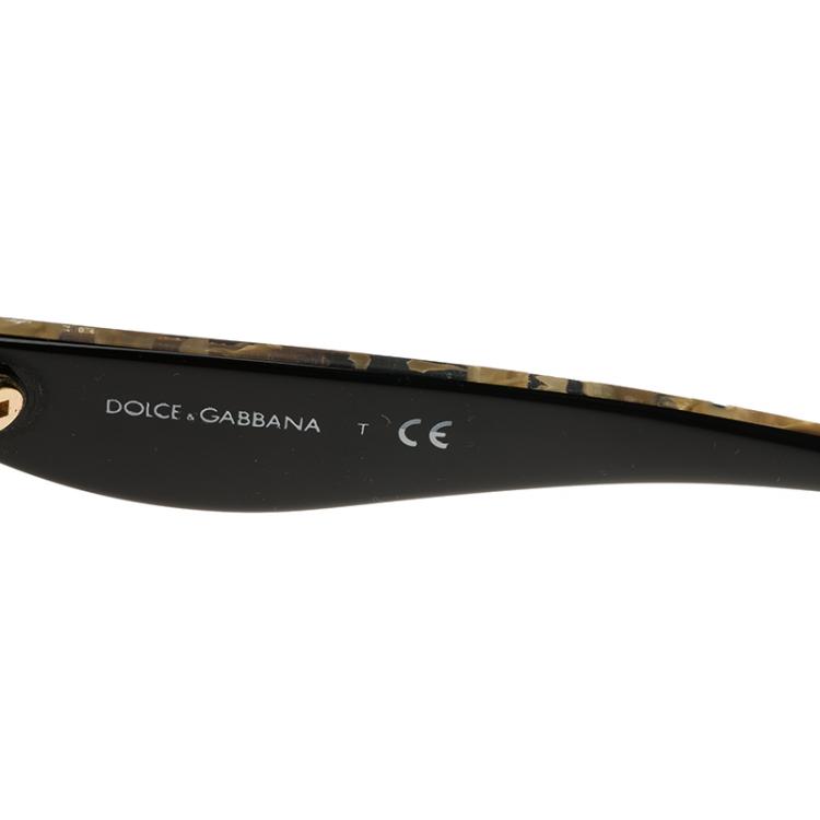 Pre Owned Dolce and Gabbana Black Gold Leaf 4197 Sunglasses