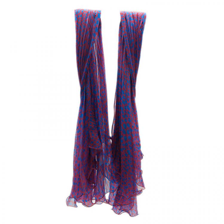 Pre Owned Dolce and Gabbana Pink and Blue Polka Dot Stole