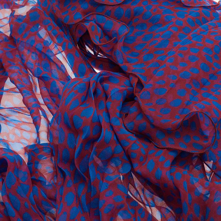 Pre Owned Dolce and Gabbana Pink and Blue Polka Dot Stole