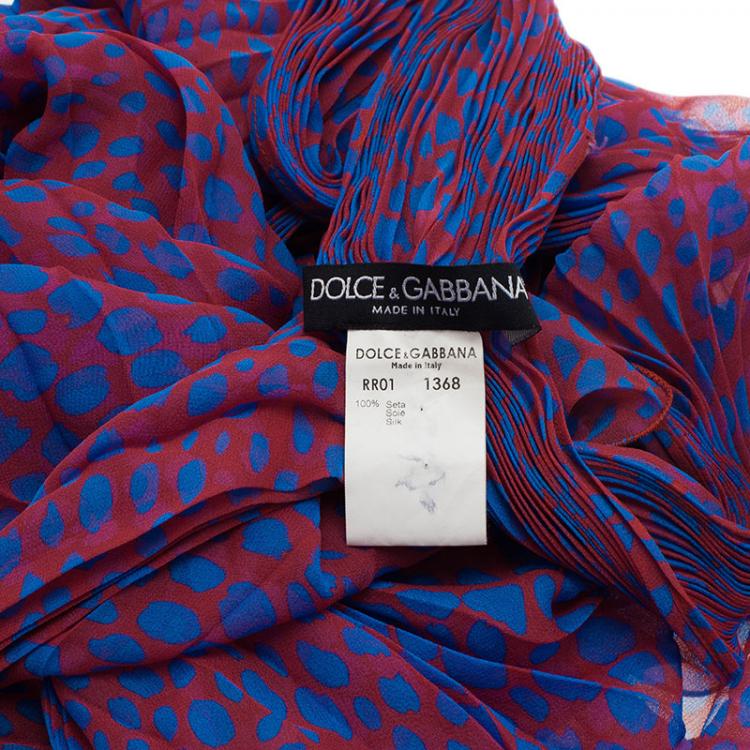 Pre Owned Dolce and Gabbana Pink and Blue Polka Dot Stole