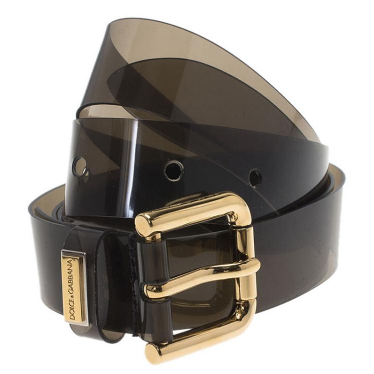 مملوكة مسبقًا Dolce and Gabbana Grey PVC Belt 75 CM
