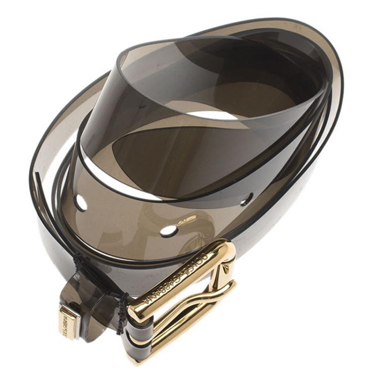 مملوكة مسبقًا Dolce and Gabbana Grey PVC Belt 75 CM