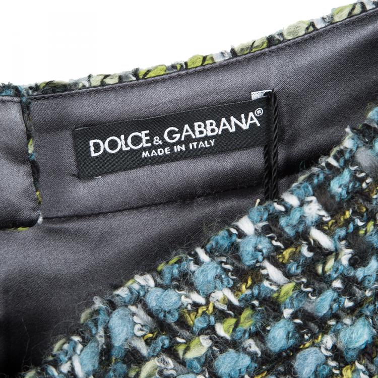 Pre Owned Dolce and Gabbana Multicolor Tweed Peplum Skirt M