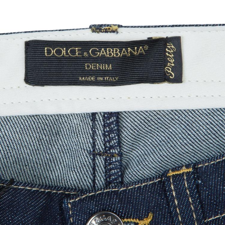 Pre Owned Dolce and Gabbana Indigo Denim Zip Detail Pretty Skinny Jeans XS