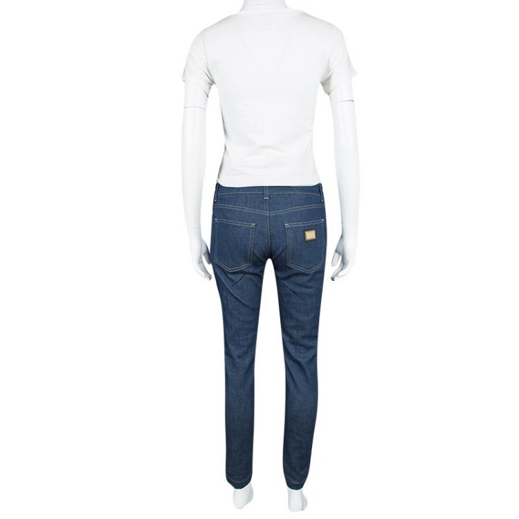 Pre Owned Dolce and Gabbana Indigo Tapered Denim Jeans S