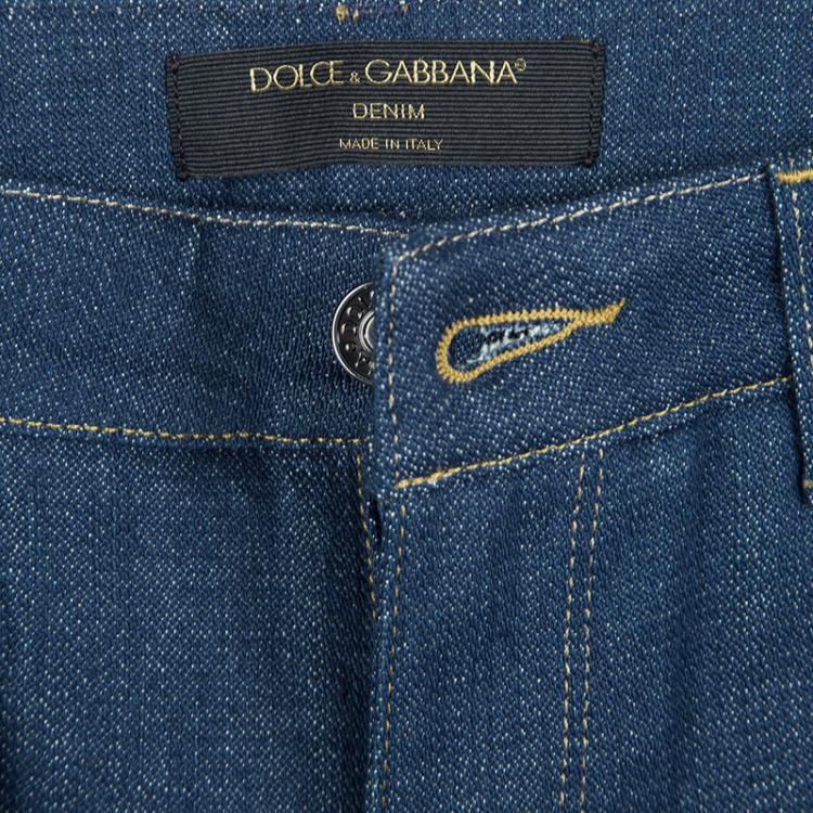 Pre Owned Dolce and Gabbana Indigo Denim Tapered Kate Jeans S
