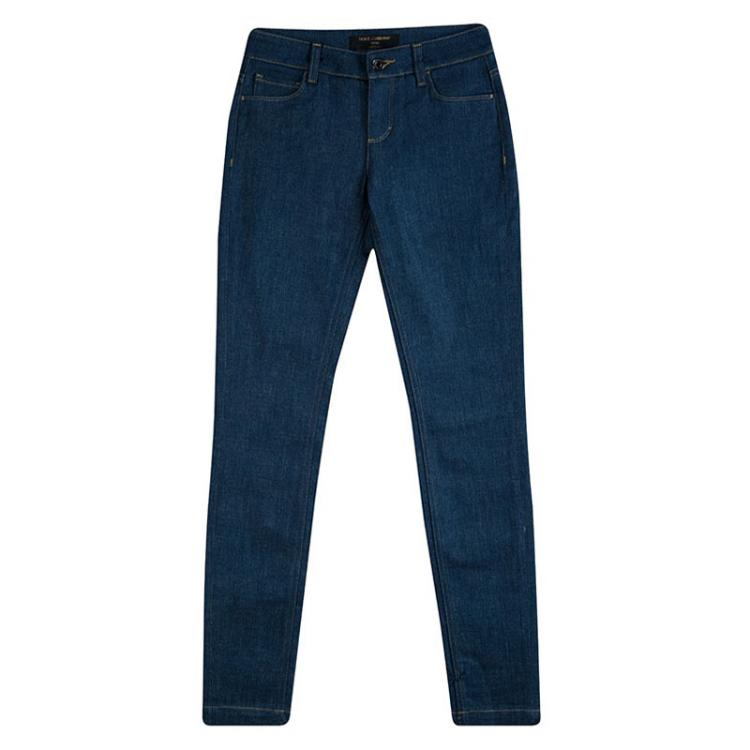 Pre Owned Dolce and Gabbana Indigo Denim Tapered Pretty Jeans XS