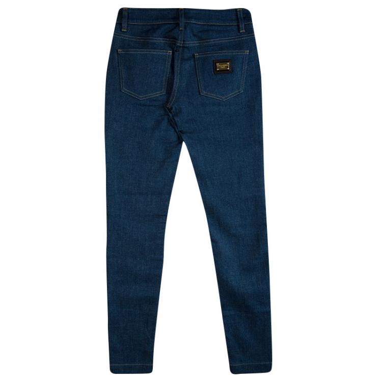 Pre Owned Dolce and Gabbana Indigo Denim Tapered Pretty Jeans XS