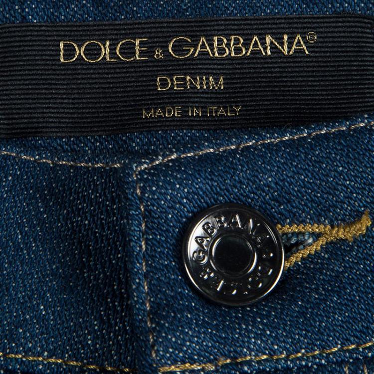 Pre Owned Dolce and Gabbana Indigo Denim Tapered Pretty Jeans XS