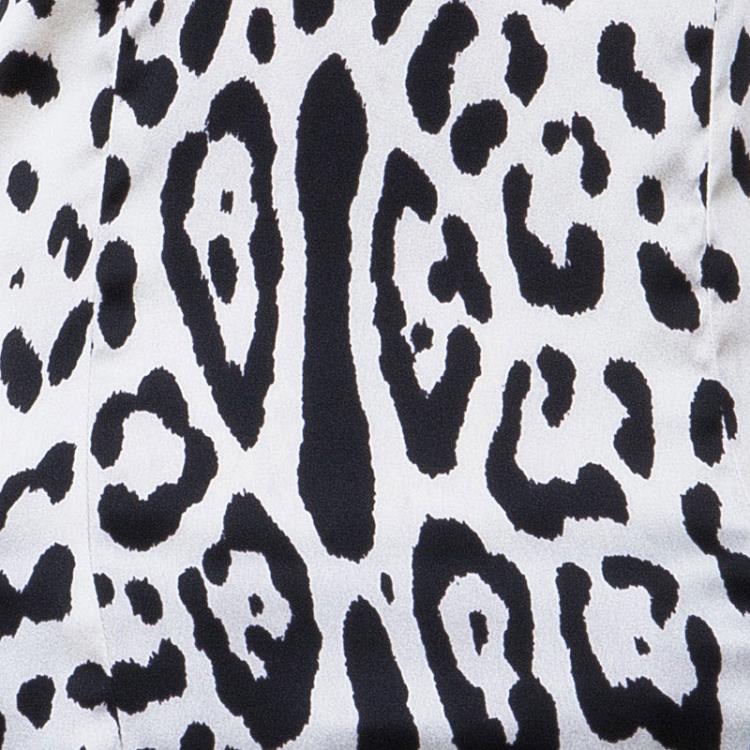 Pre Owned Dolce and Gabbana Leopard Print Lace Detail Top S