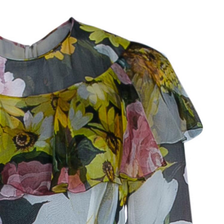 Pre Owned Dolce And Gabbana Multicolor Long Sleeve Floral Print Dress M