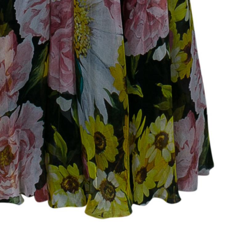 Pre Owned Dolce And Gabbana Multicolor Long Sleeve Floral Print Dress M