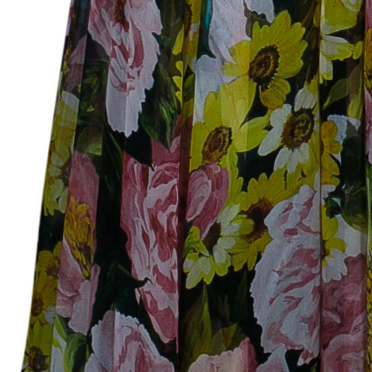 Pre Owned Dolce And Gabbana Multicolor Long Sleeve Floral Print Dress M