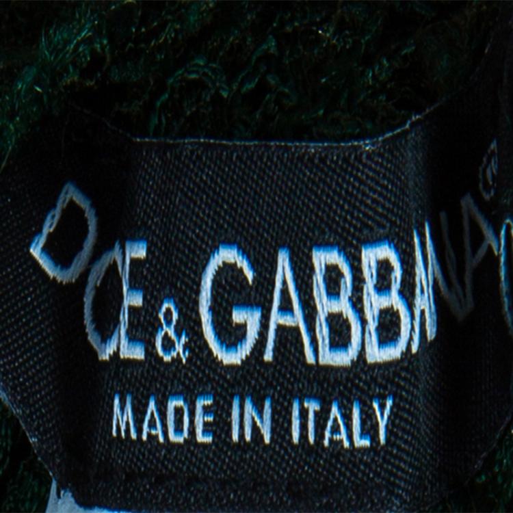 Pre Owned Dolce and Gabbana Green Lace Full Sleeve Top M