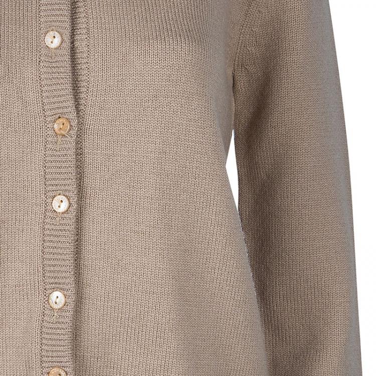 Pre Owned Dolce and Gabbana Beige Lace Detail Cardigan M