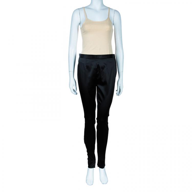 Pre Owned Dolce and Gabbana Black Satin Trousers M