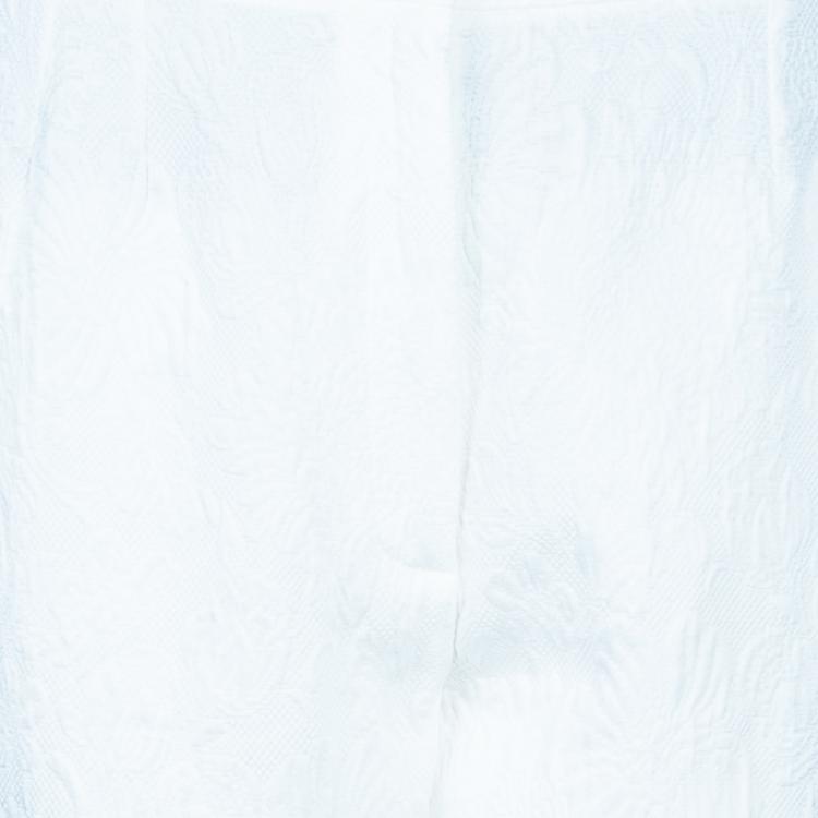 Pre Owned Dolce and Gabbana White Jacquard Print Trousers L