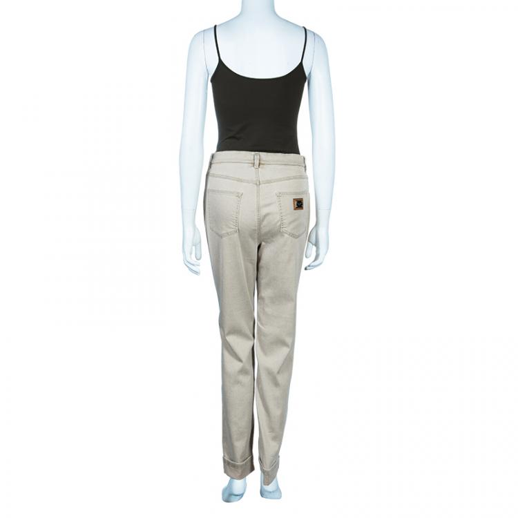 Pre Owned Dolce and Gabbana Beige Denim Marilyn Fit Jeans M