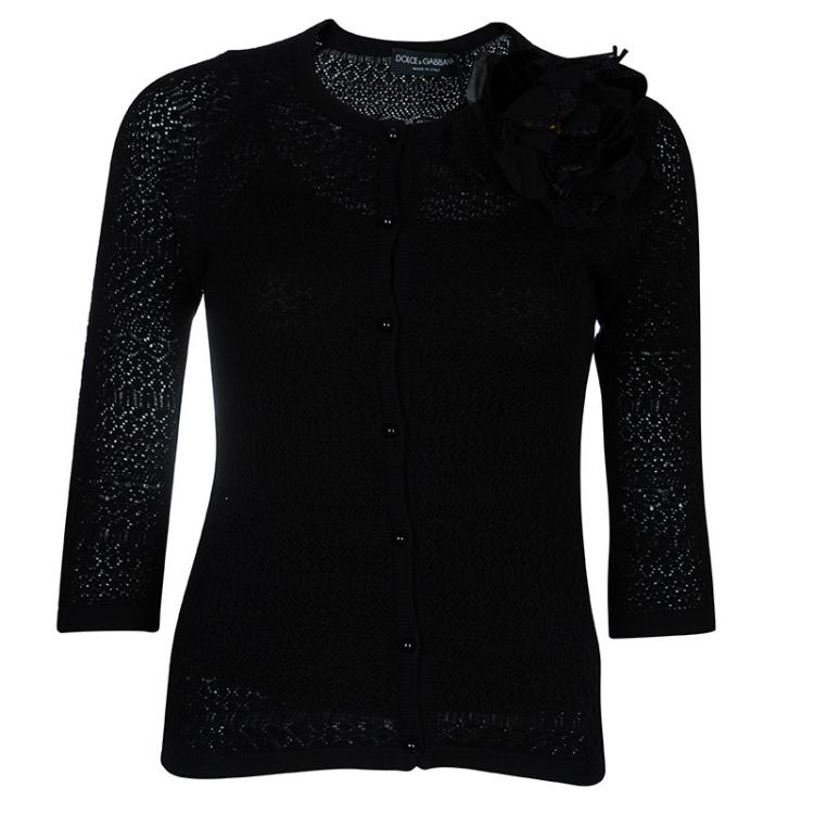 Pre Owned Dolce And Gabbana Black Knit Cardigan S