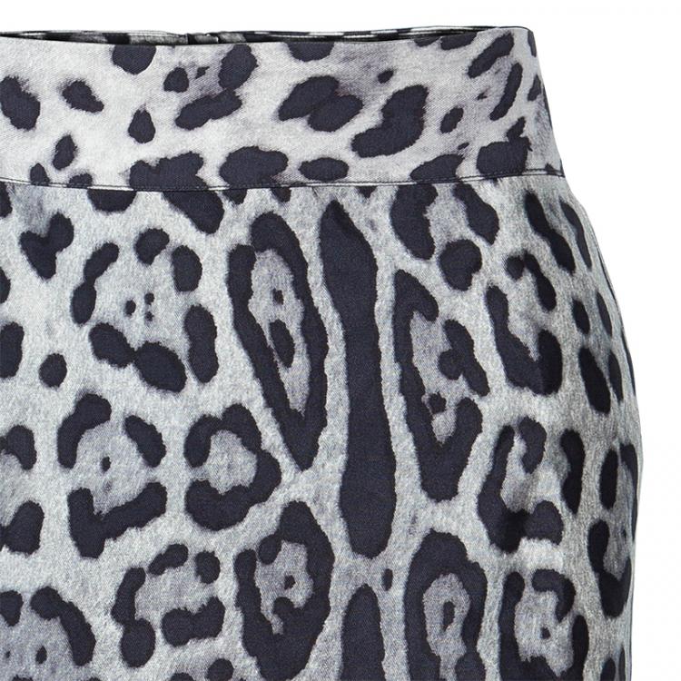 Pre Owned Dolce and Gabanna Leopard Print Silk Skirt L