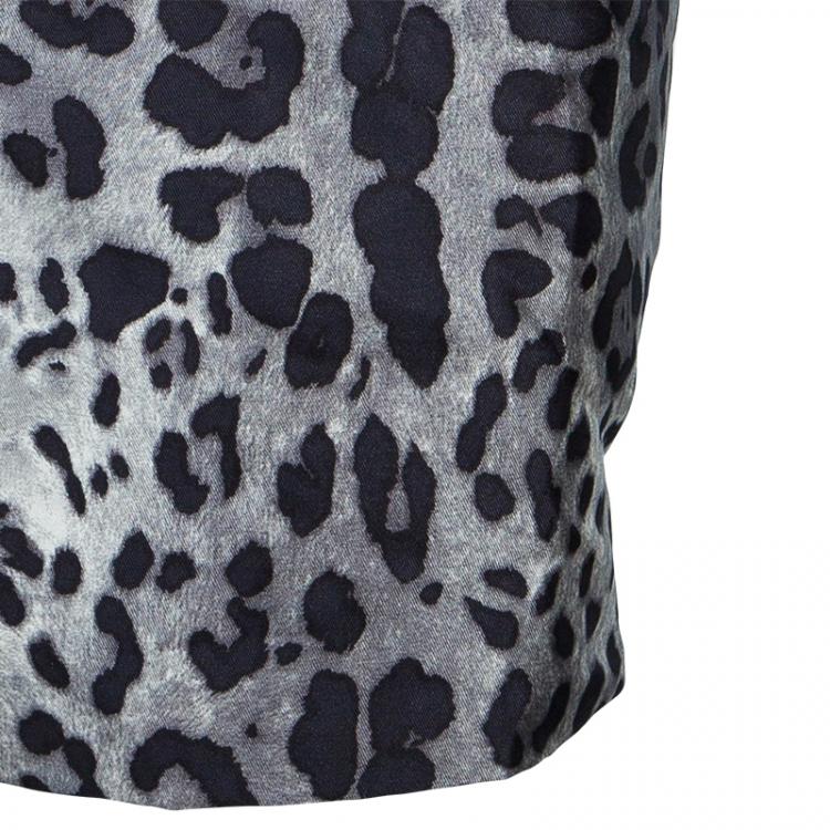 Pre Owned Dolce and Gabanna Leopard Print Silk Skirt L