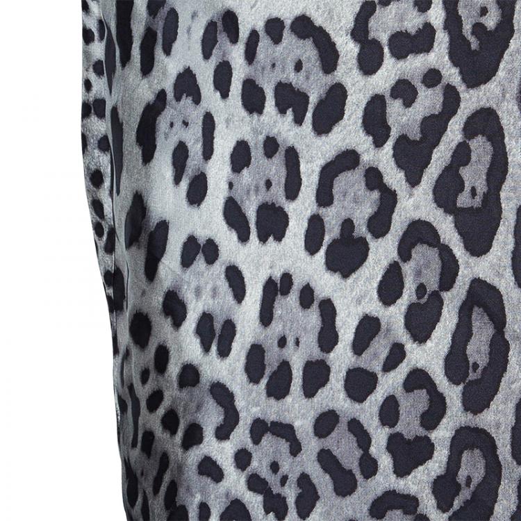 Pre Owned Dolce and Gabanna Leopard Print Silk Skirt L