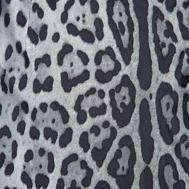 Pre Owned Dolce and Gabanna Leopard Print Silk Skirt L
