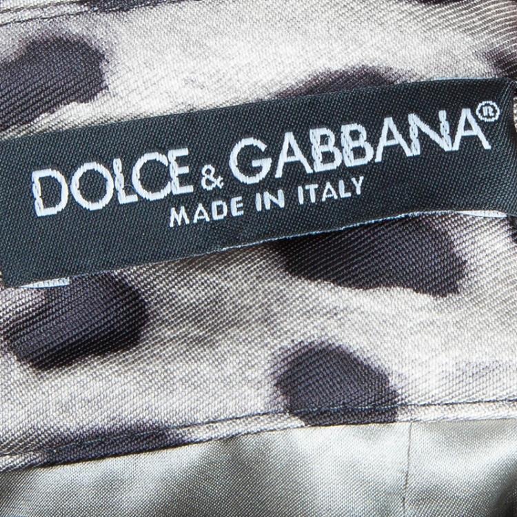 Pre Owned Dolce and Gabanna Leopard Print Silk Skirt L