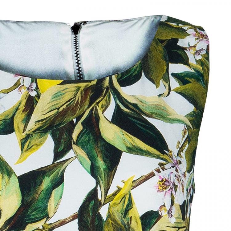 Pre Owned Dolce & Gabbana Green Floral Print Shift Dress M