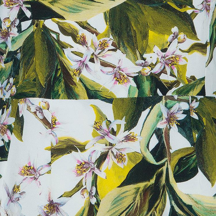 Pre Owned Dolce & Gabbana Green Floral Print Shift Dress M
